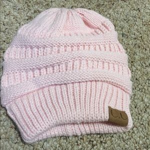 Messy bun beanie